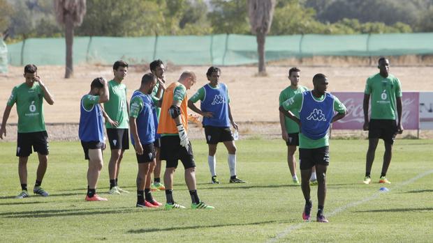 La plantilla durante un entrenamiento