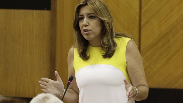 La presidenta de la Junta, Susana Díaz, este jueves en el Parlamento de Andalucía
