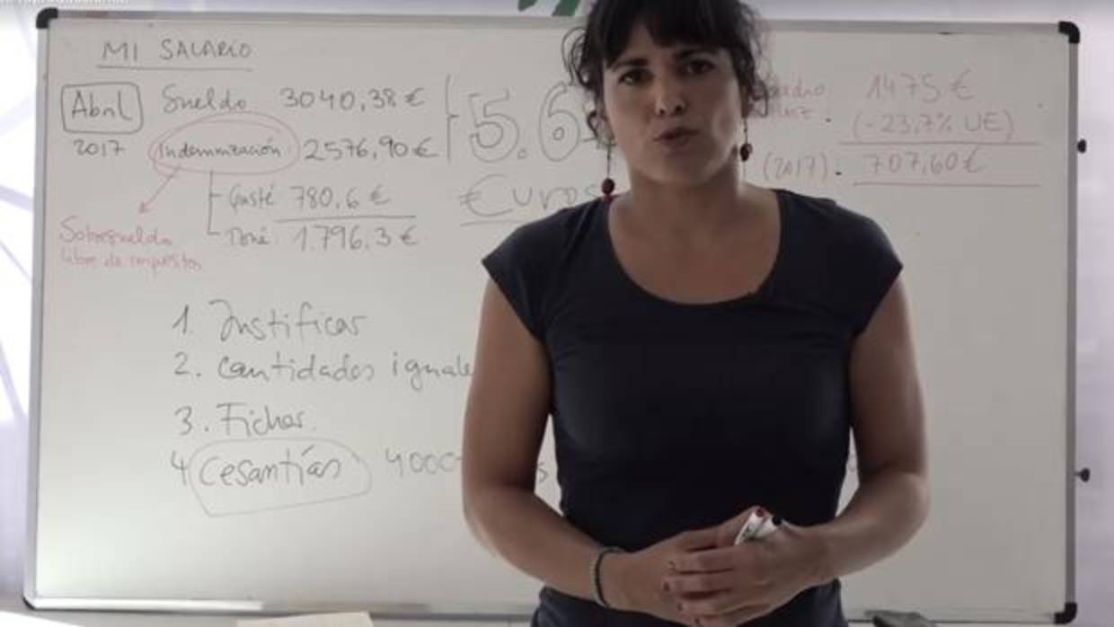 Teresa Rodríguez ha expuesto los «privilegios» de sueldo que tiene como portavoz parlamentaria