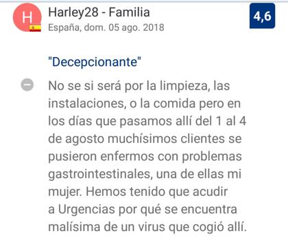 El hotel de Torremolinos acumula quejas por enfermedad de los clientes desde 2012