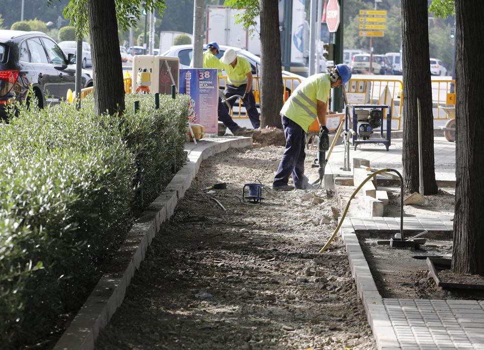 Obras del carril bici entre Vía Augusta y Carretera de Trassierra