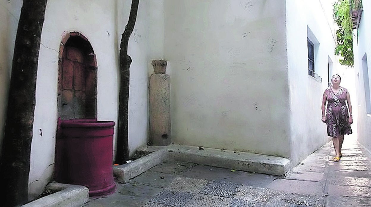Una mujer se pasea por la Calleja del pañuelo, en Córdoba capital