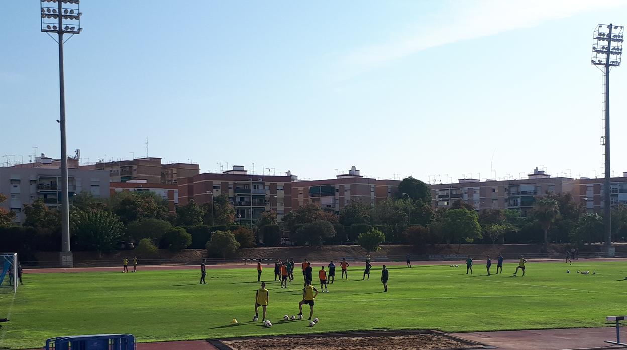La plantilla del Córdoba CF, en el entrenamiento de este miércoles en el Fontanar