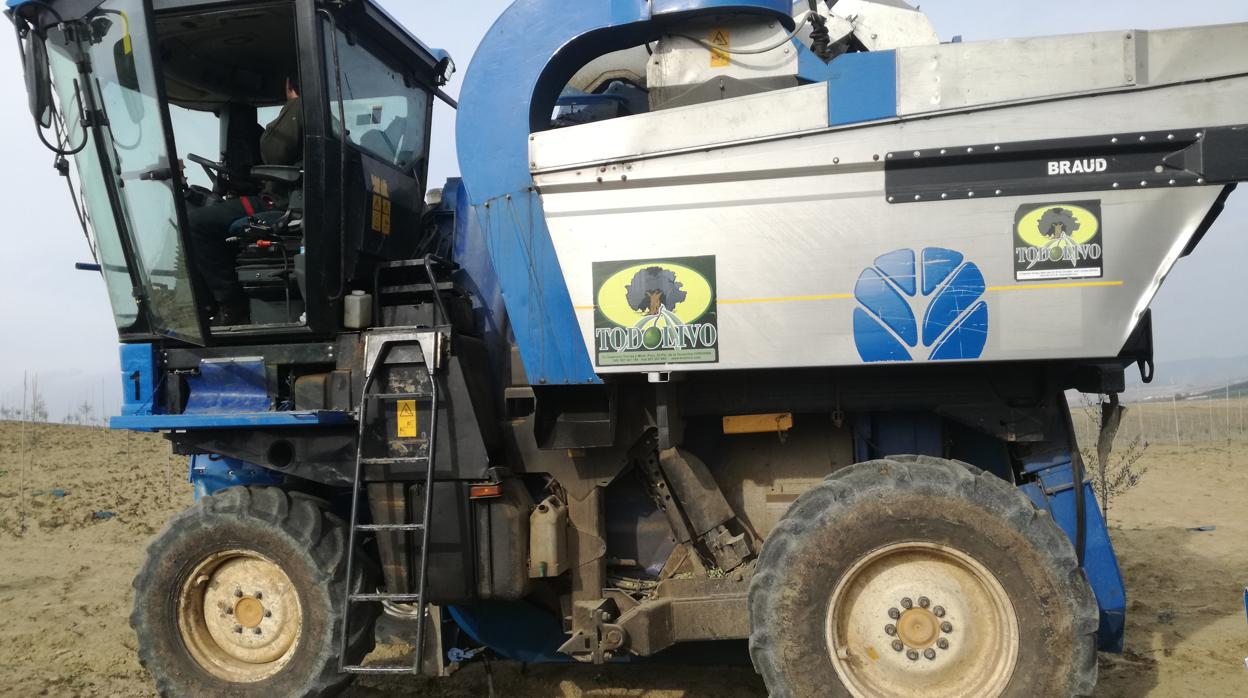 Imagen de la cosechadora de Todolivo mostrada a la prensa