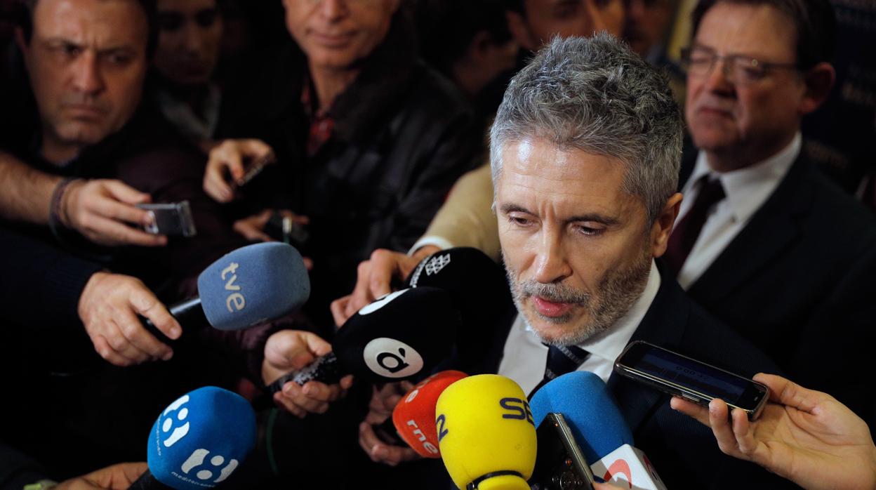 El ministro del Interior Fernando Grande-Marlaska, el lunes 17 en Valencia