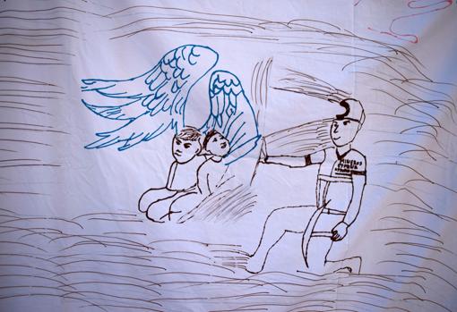 Dibujo de un minero rescatando a Julen