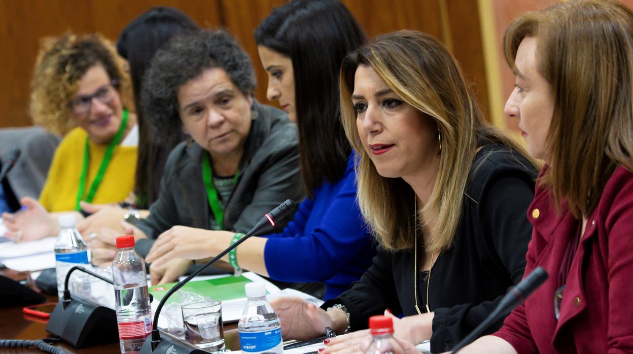 Susana Díaz, junto a colectivos en defensa de la Infancia con los que se reunió en el Parlamento andaluz