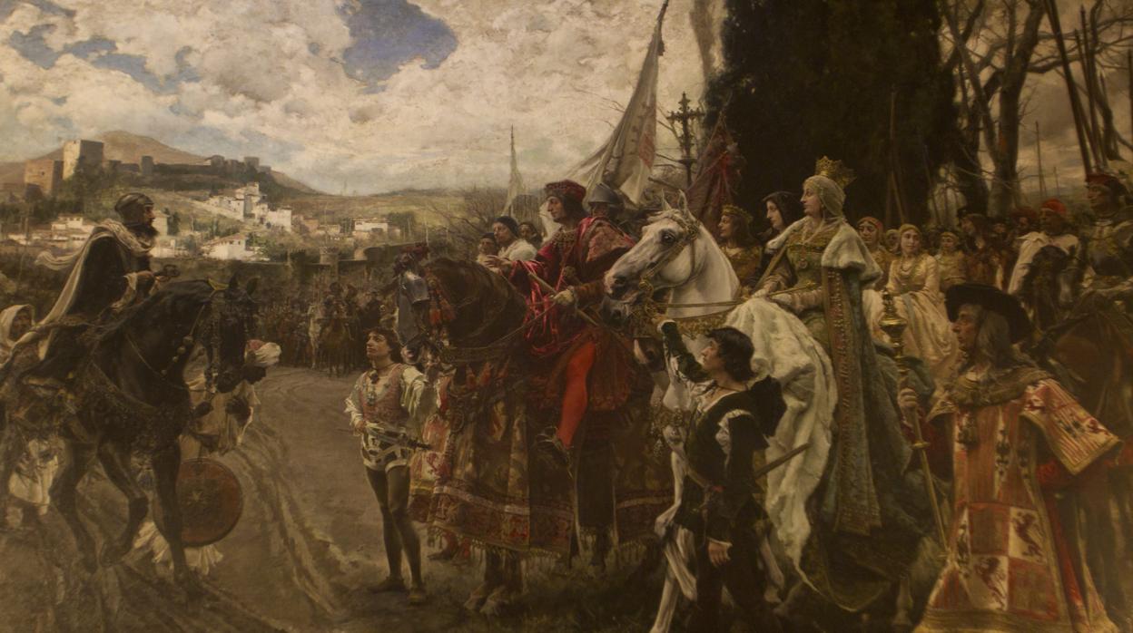 «La rendición de Granada», de Francisco Padrilla, cuadro que se muestra en el Senado