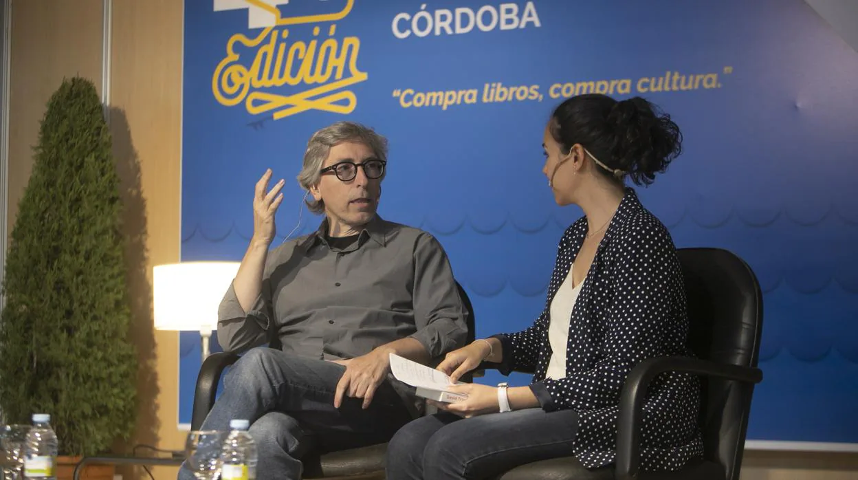 David Trueba, durante su particiación ayer en la Feria del Libro de Córdoba