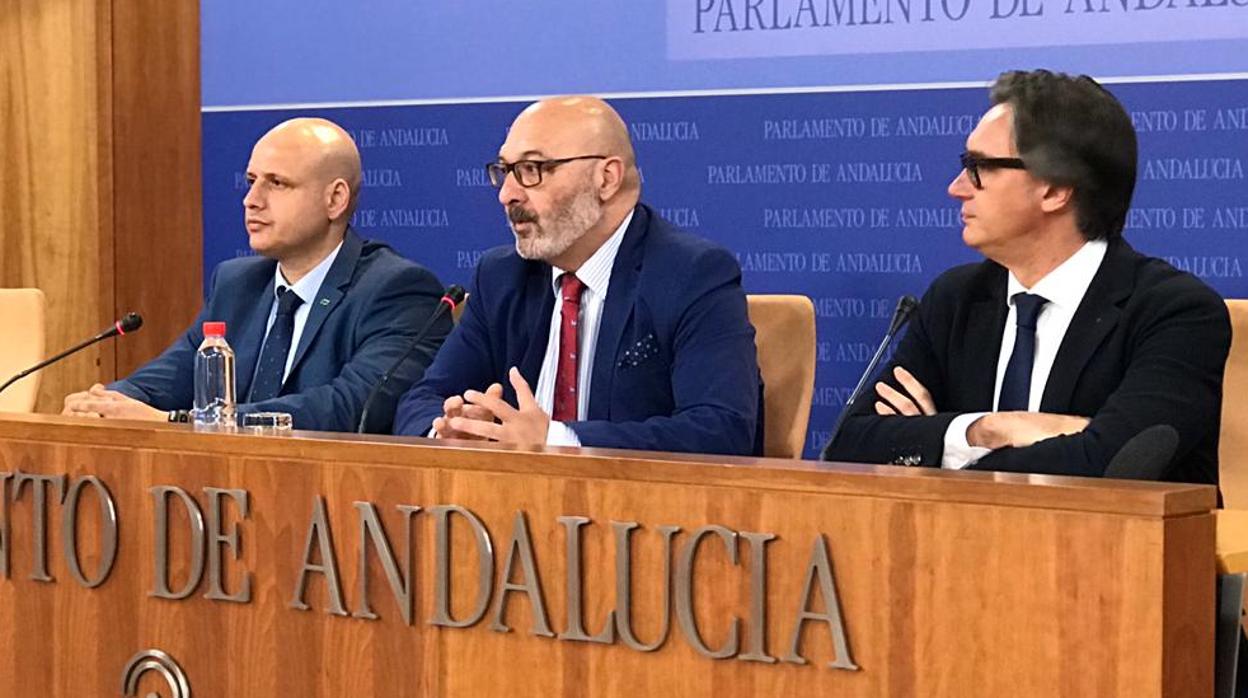 Vox comparece ante los medios tras presentar la enmienda a la totalidad en el Parlamento al presupuesto