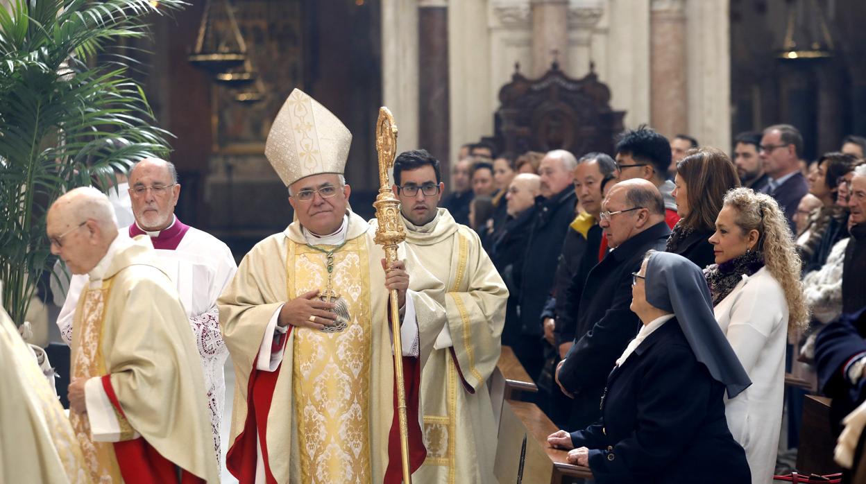 El obispo de Córdoba, Demetrio Fernández, durante una misa