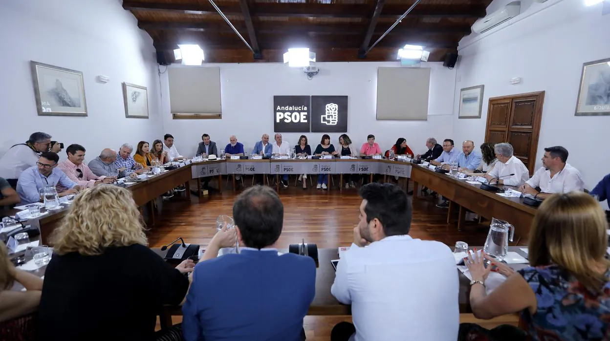 Susana Díaz presidiendo la Comisión Ejecutiva Regional del PSOE celebrada este lunes