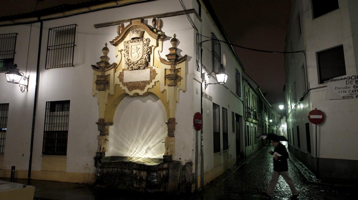 Fuente de la Piedra Escrita, en el barrio de San Agustín de Córdoba