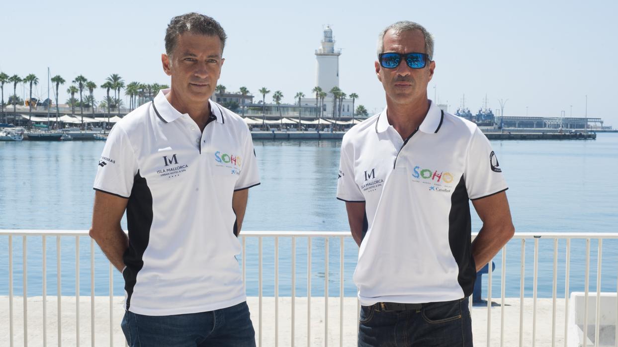 Javier Banderas y Piti Estébanez en el Puerto de Málaga antes de la 38º Copa del Rey de Vela