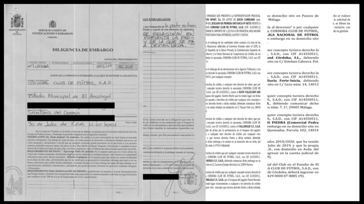 Imagen del documento del embargo