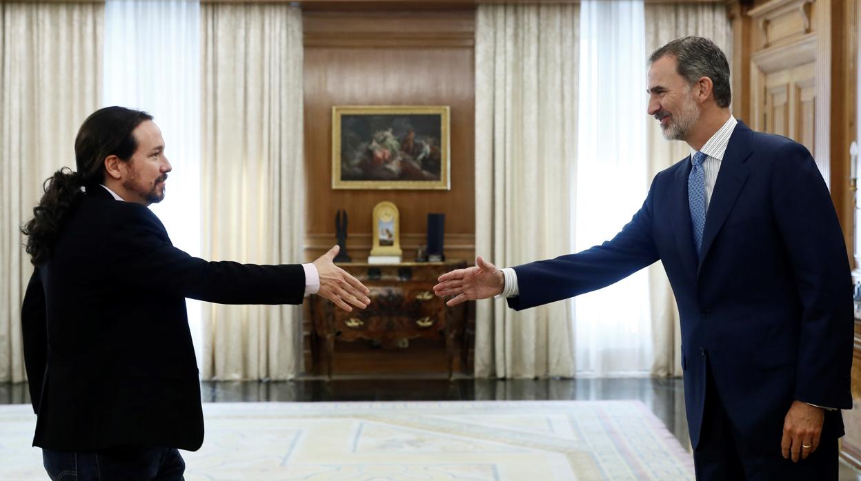 Pablo Iglesias en la ronda de consultas con Felñipe VI en el día de ayer