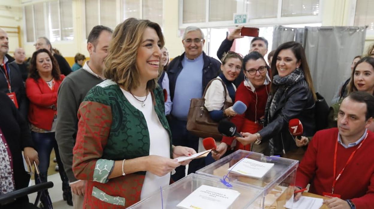 Susana Díaz, al votar en las elecciones generales