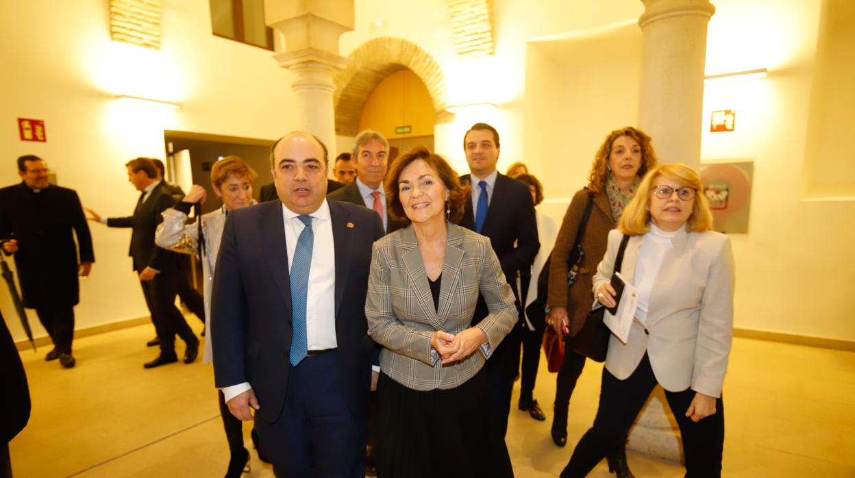José Luis Garrido y la vicepresidenta de Gobierno, la semana pasada en Córdoba