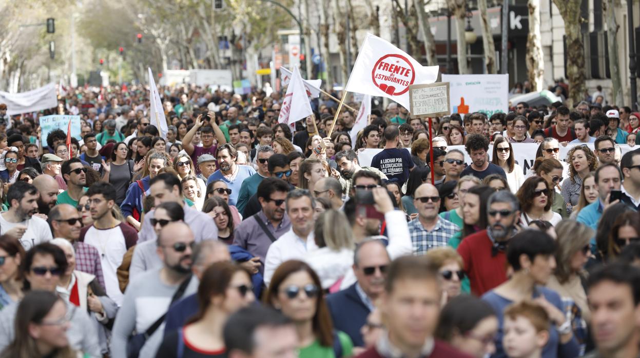 Imagen de la manifestación en Córdoba contra el decreto de escolarización de la Junta