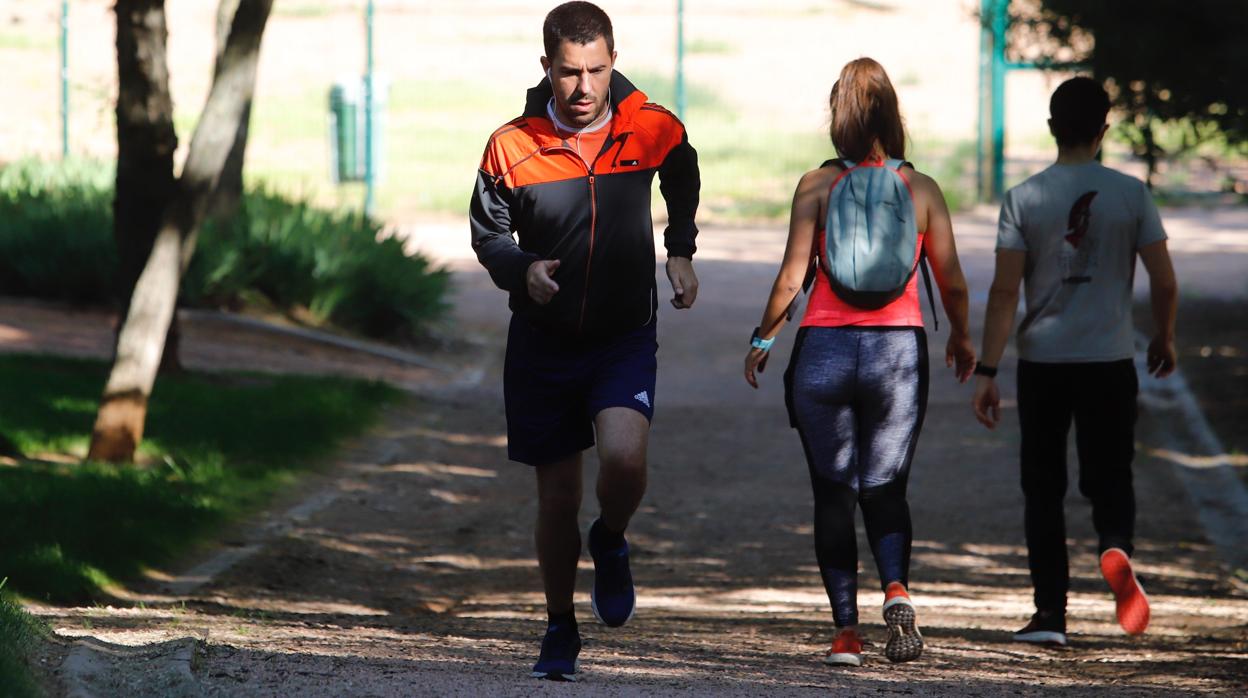 Un hombre hace deporte en el Parque Cruz Conde de Córdoba
