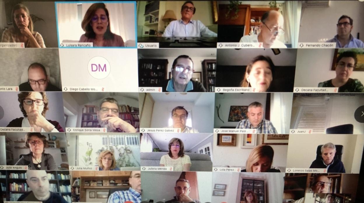 Imagen del Consejo de Gobierno de la UCO, celebrado hoy por vía telemática