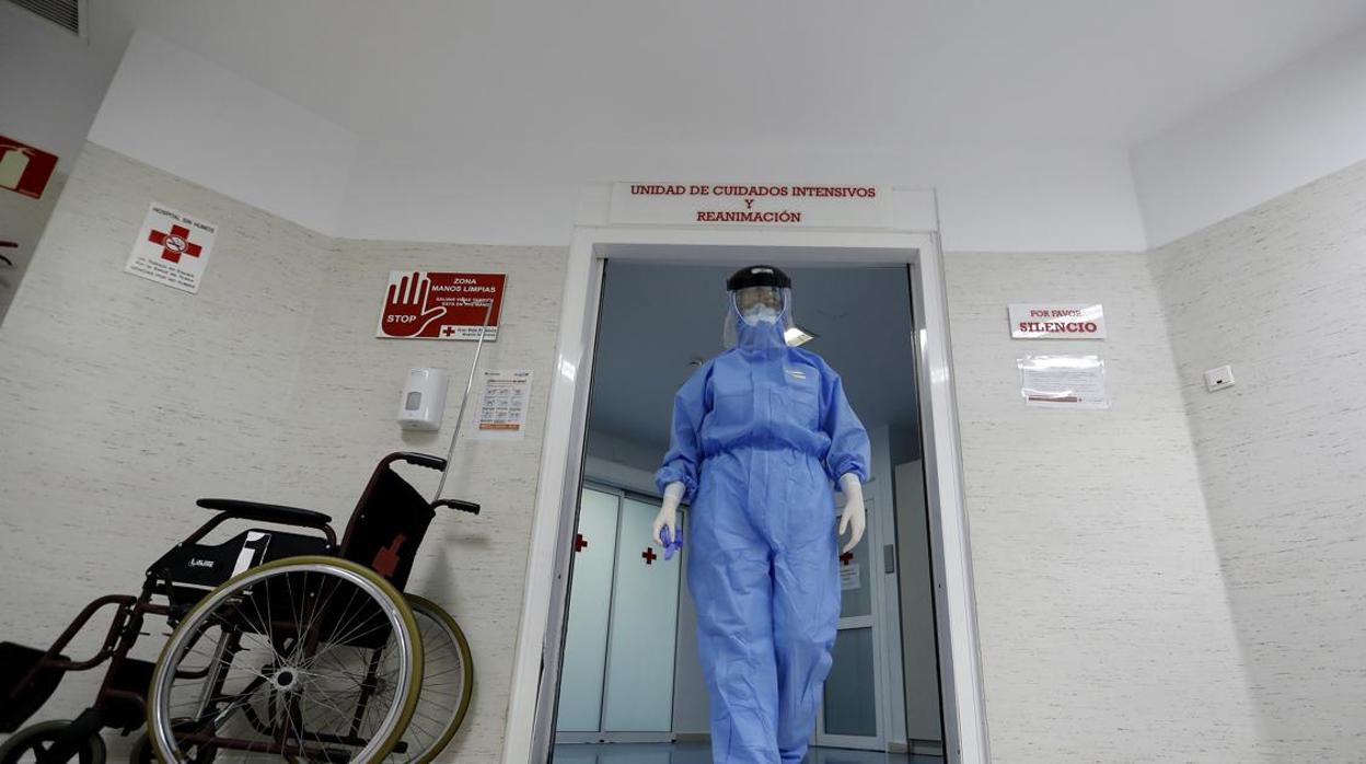 Un sanitario protegido frente el Covid-19 en un hospital de Córdoba