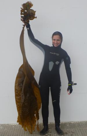 Altamirano, con un ejemplar del alga