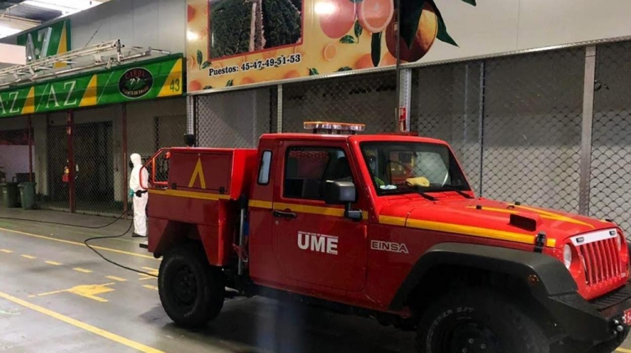 Uno de los vehículos adquridos por Einsa en Gibraltar y utilizado para la desinfección en Merca Madrid