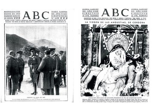 Portadas de ABC dedicadas a Alfonso XIII en Córdoba y a la Virgen de las Angustias