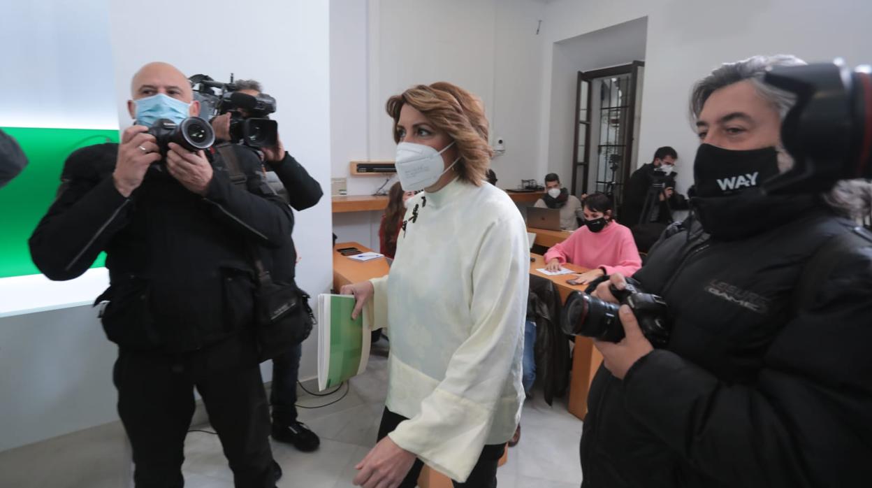 Susana Díaz, en la sede del PSOE andaluz este viernes