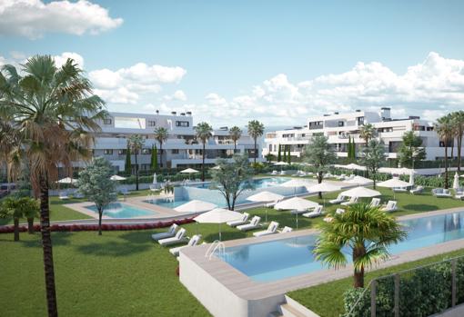 Infografía de las zonas comunes que tendrá la promoción «Oasis Homes»