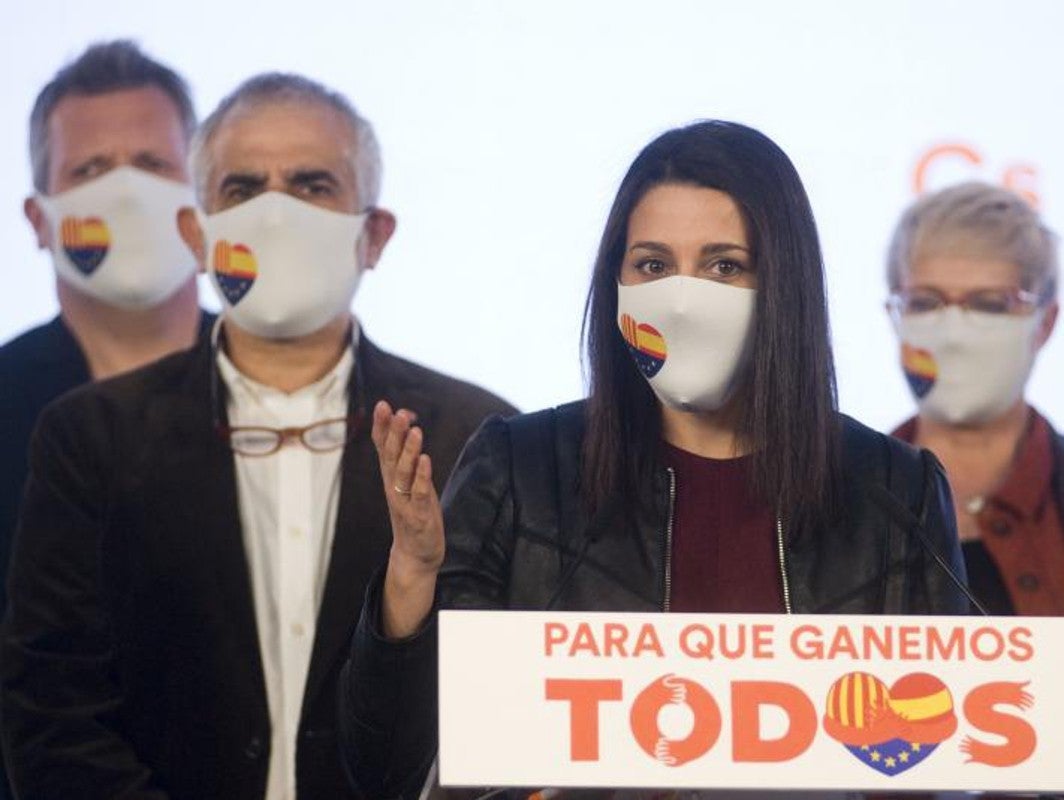 Inés Arrimadas en la noche electoral catalana
