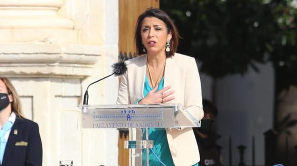 Marta Bosquet, presidenta del Parlamento andaluz, en su discurso con motivo del 28F