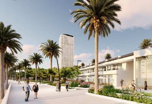 Vista de los nuevos locales y al fondo la torre-mirador