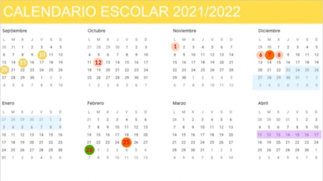 El calendario escolar en Córdoba para el año 2021/2022: así caen los días festivos y puentes