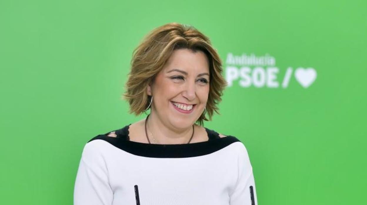 La secretaria general del PSOE andaluz, Susana Díaz, en la sede regional del partido