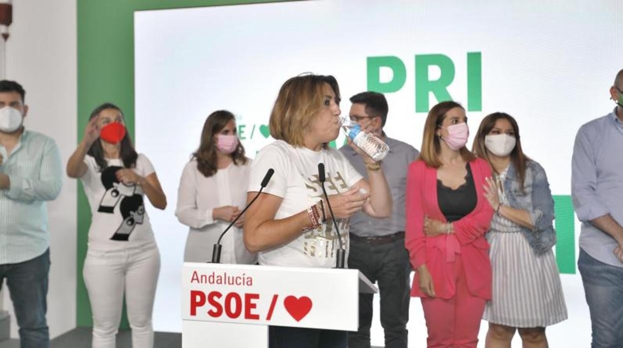 La secretaria general del PSOE andaluz, Susana Díaz, el pasado domingo tras conocerse los resultados de las primarias