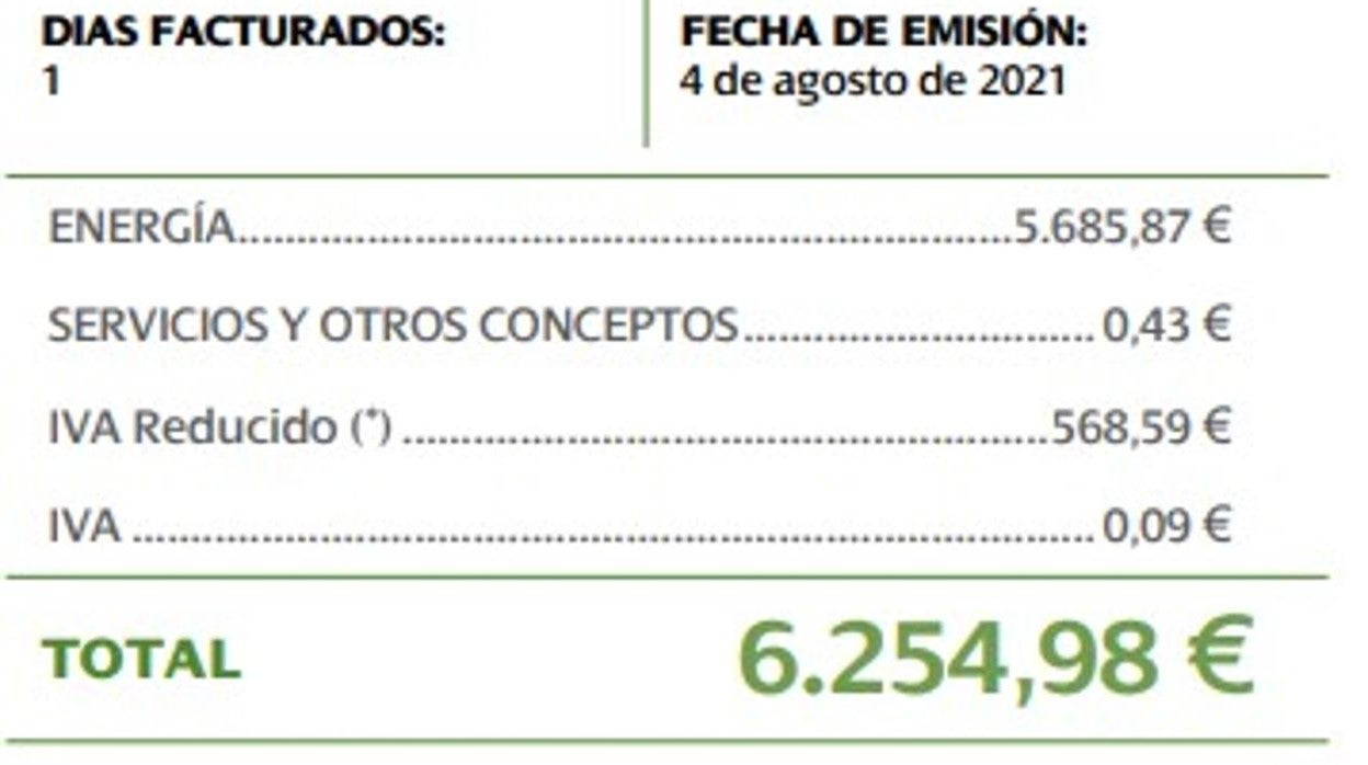 Detalle de la factura