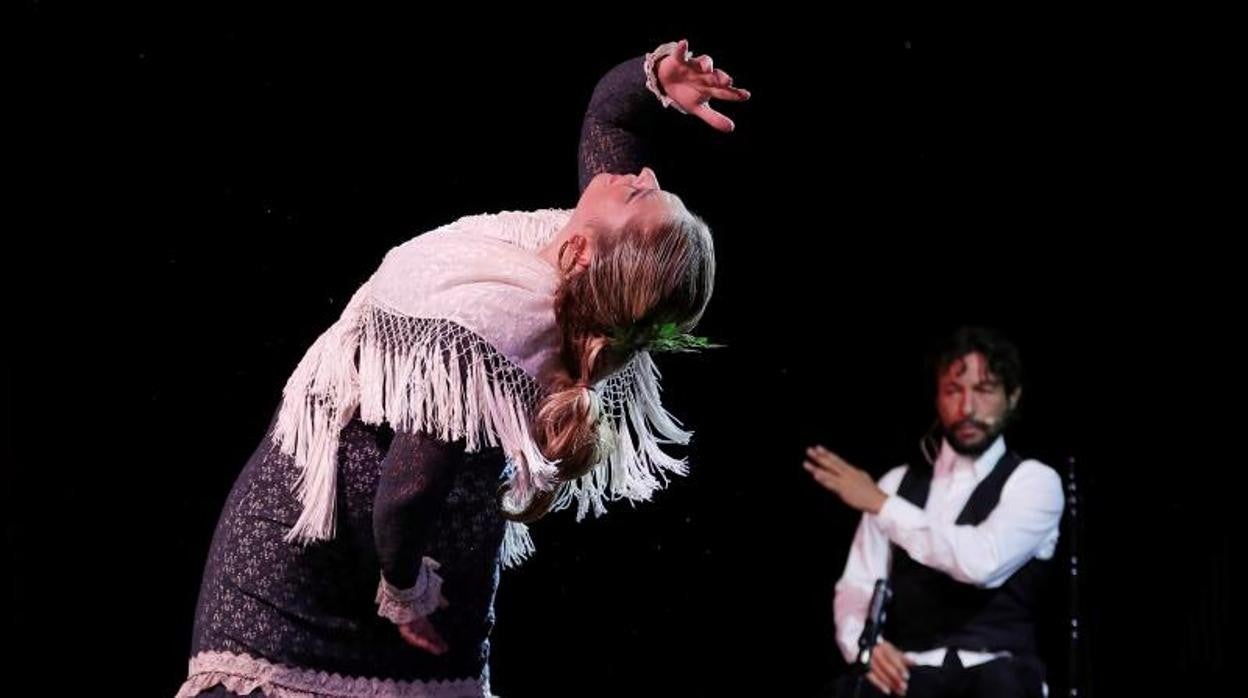 La bailaora Pastora Galván, en una actuación el 8 de agosto en Viana (Navarra)