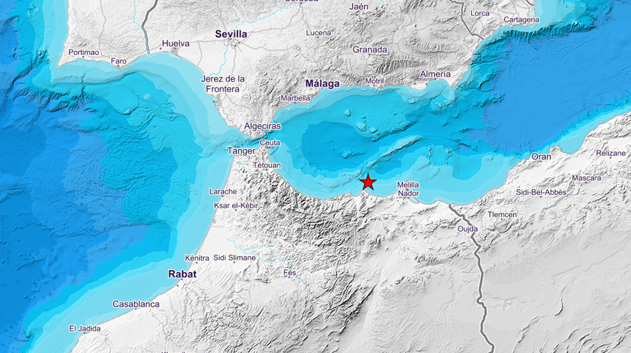 Epicentro de los seísmos registrados en el Mar de Alborán