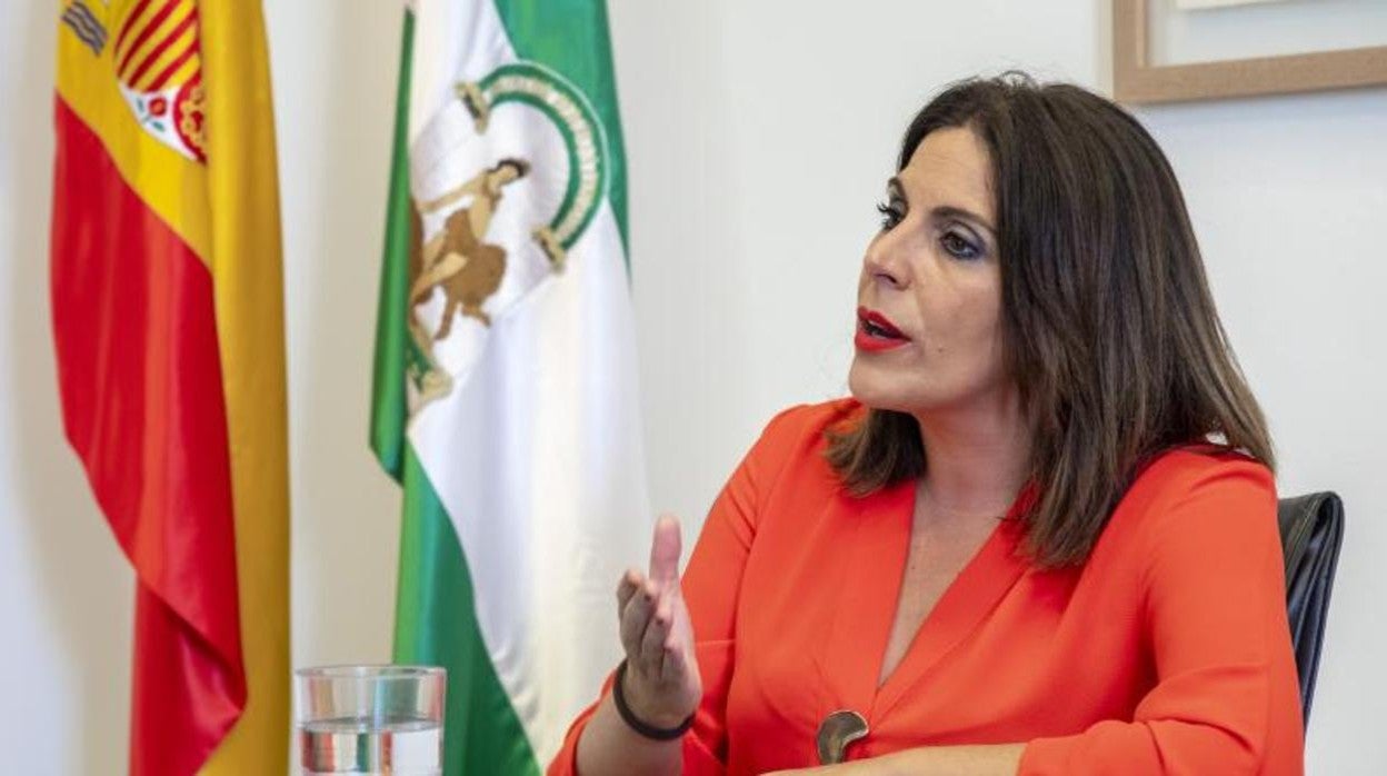 La portavoz del PSOE en su despacho en el Parlamento de Andalucía durante la entrevista concedida a ABC