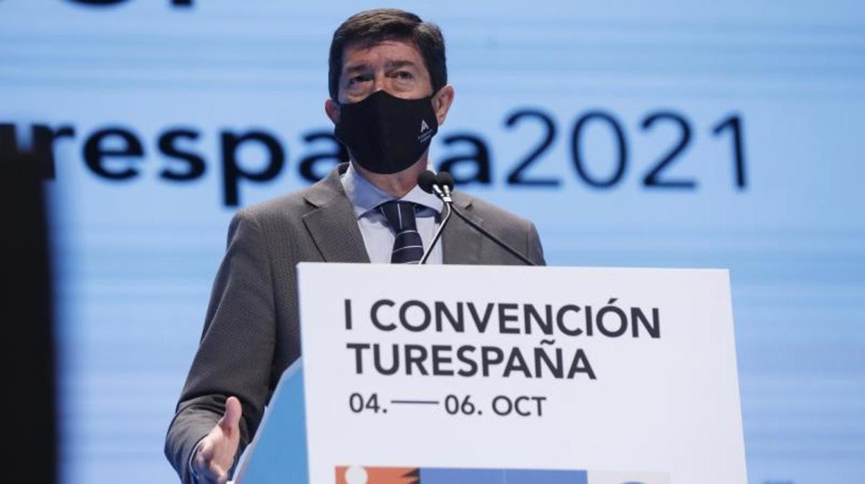 El vicepresidente de la Junta,. Juan Marín, en la participación de un foro este lunes