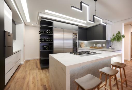 Cocina de edificio Steyn City con revestimiento de Deckton.