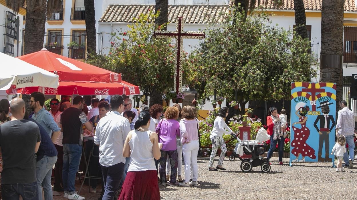 Cruz de Mayo en la plaza de La Lagunilla en 2019, en la última edición de esta fiesta