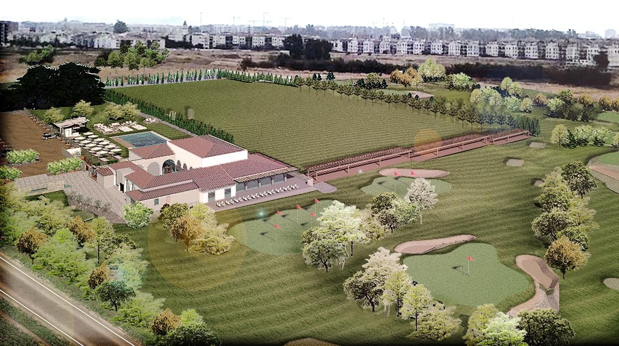 Infografía del aspecto del parque de golf de nueve hoyos de Casilla del Aire