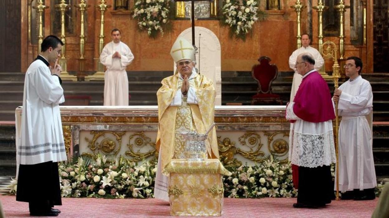 Monseñor Demetrio Fernández durante una misa en la Santa Catedral