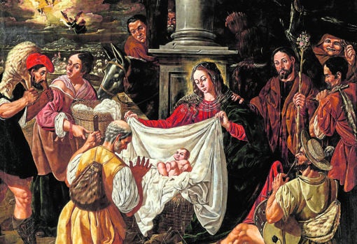 Adoración del cordobés Acisclo Antonio Palomino que pertenece al Museo del Prado, aunque está depositada en el Consejo de Estado de Madrid