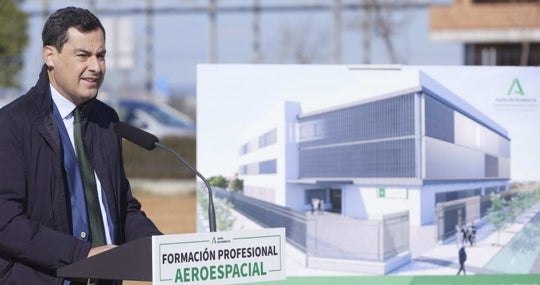 Moreno en la presentación del centro de Formación aeroespacial de la Rinconada