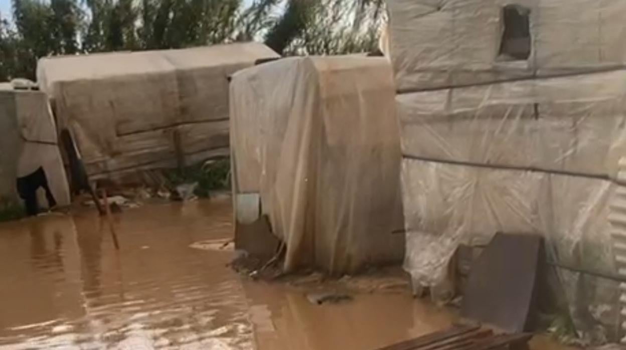 Estado en el que ha quedado un asentamiento de inmigrantes en Lepe