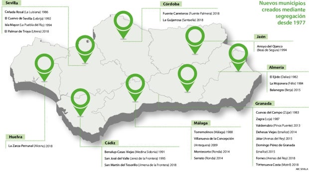 Los pueblos de Andalucía quieren autonomía: hay 27 nuevos desde 1982